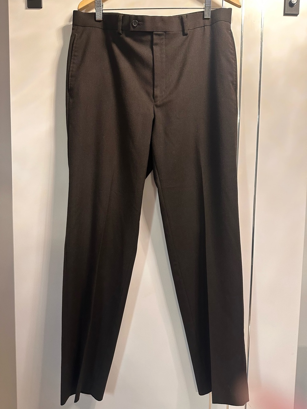 Ralph Lauren 34W32L Dark Brown Dress Pants Straight Leg Flat Front